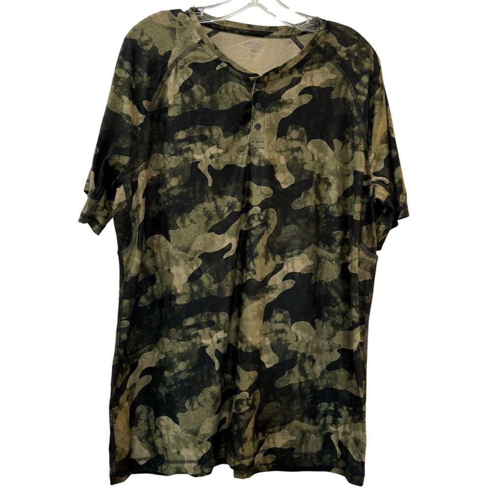 Old Navy Active Henley Shirt Mens Size XL Green Camouflage Breathe Tee Shirt Top